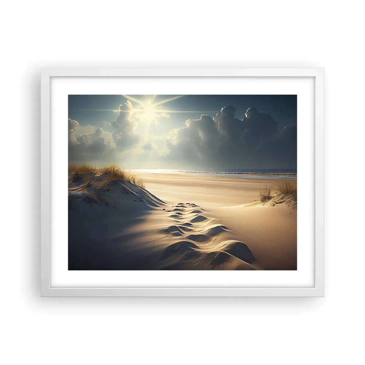 Plakat i hvid ramme - Beroligende landskab - 50x40 cm