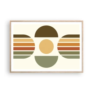 Plakat i ramme af lyst egetræ - I jordfarver - 100x70 cm