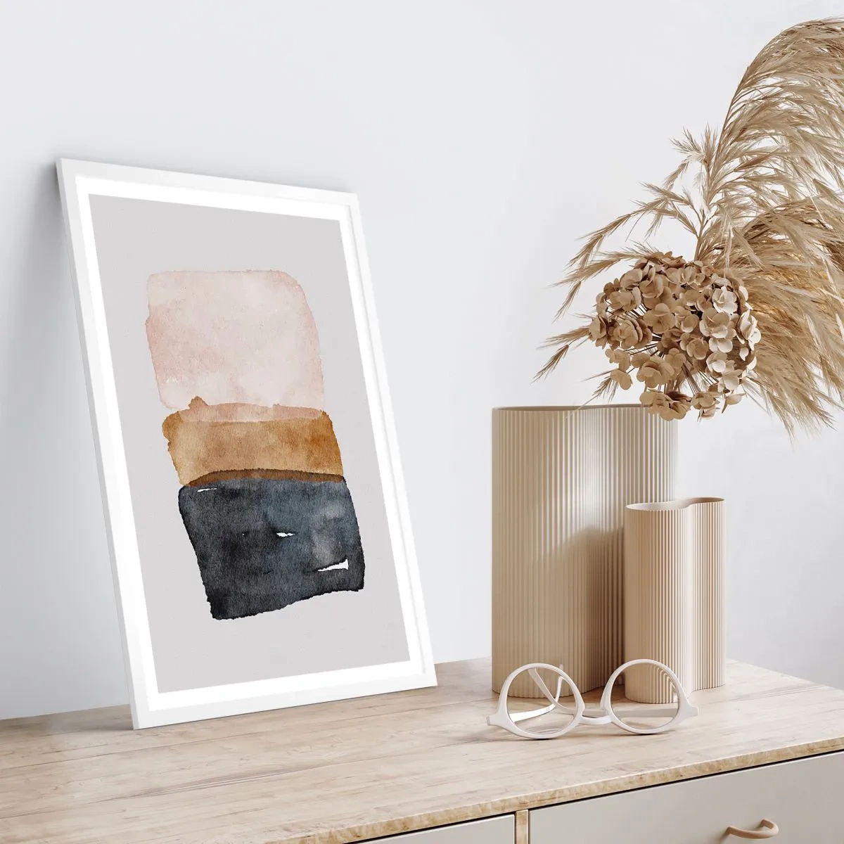 Plakat i hvid ramme - Sammensætning af jordfarver - 50x70 cm