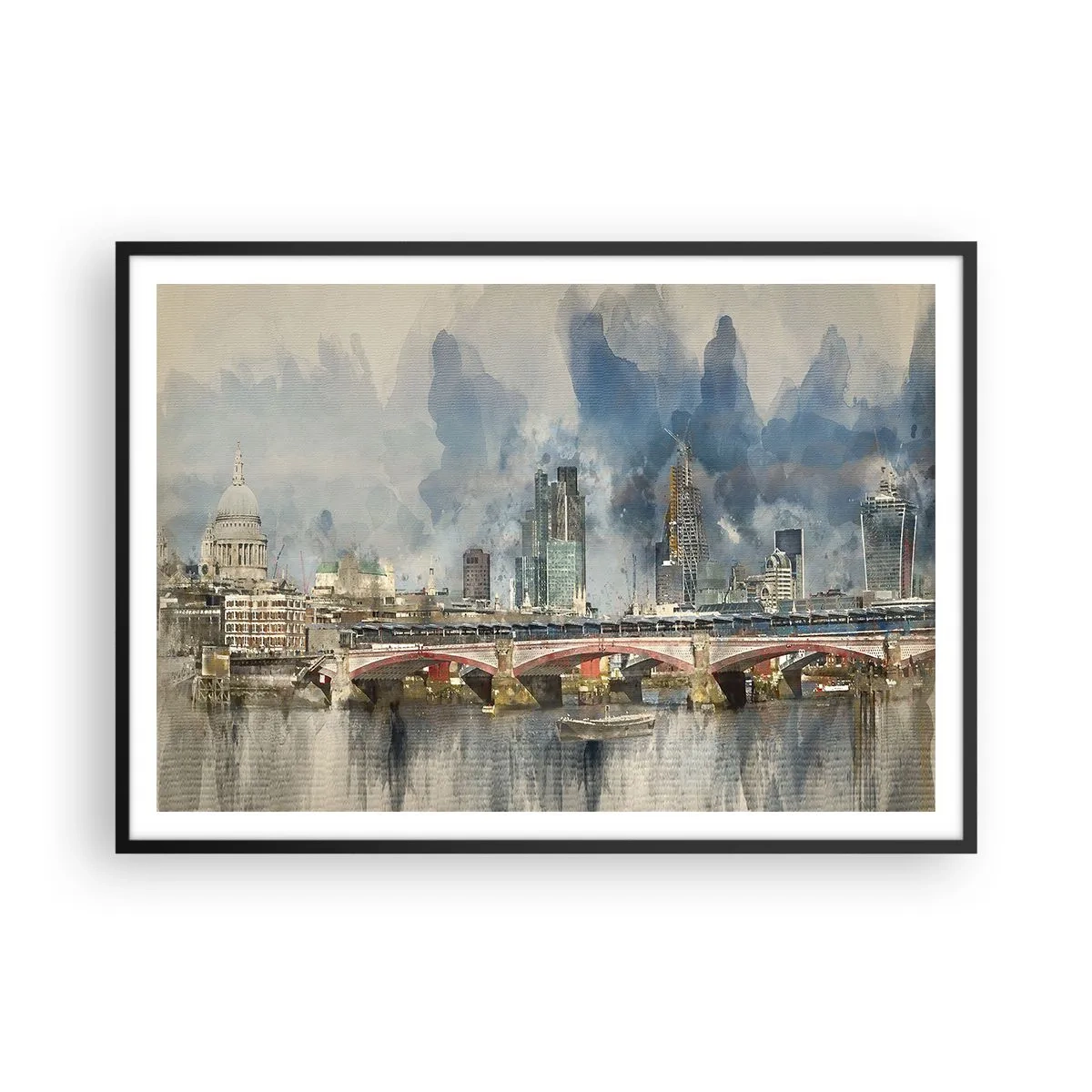 Plakat i sort ramme - London i al sin pragt - 100x70 cm
