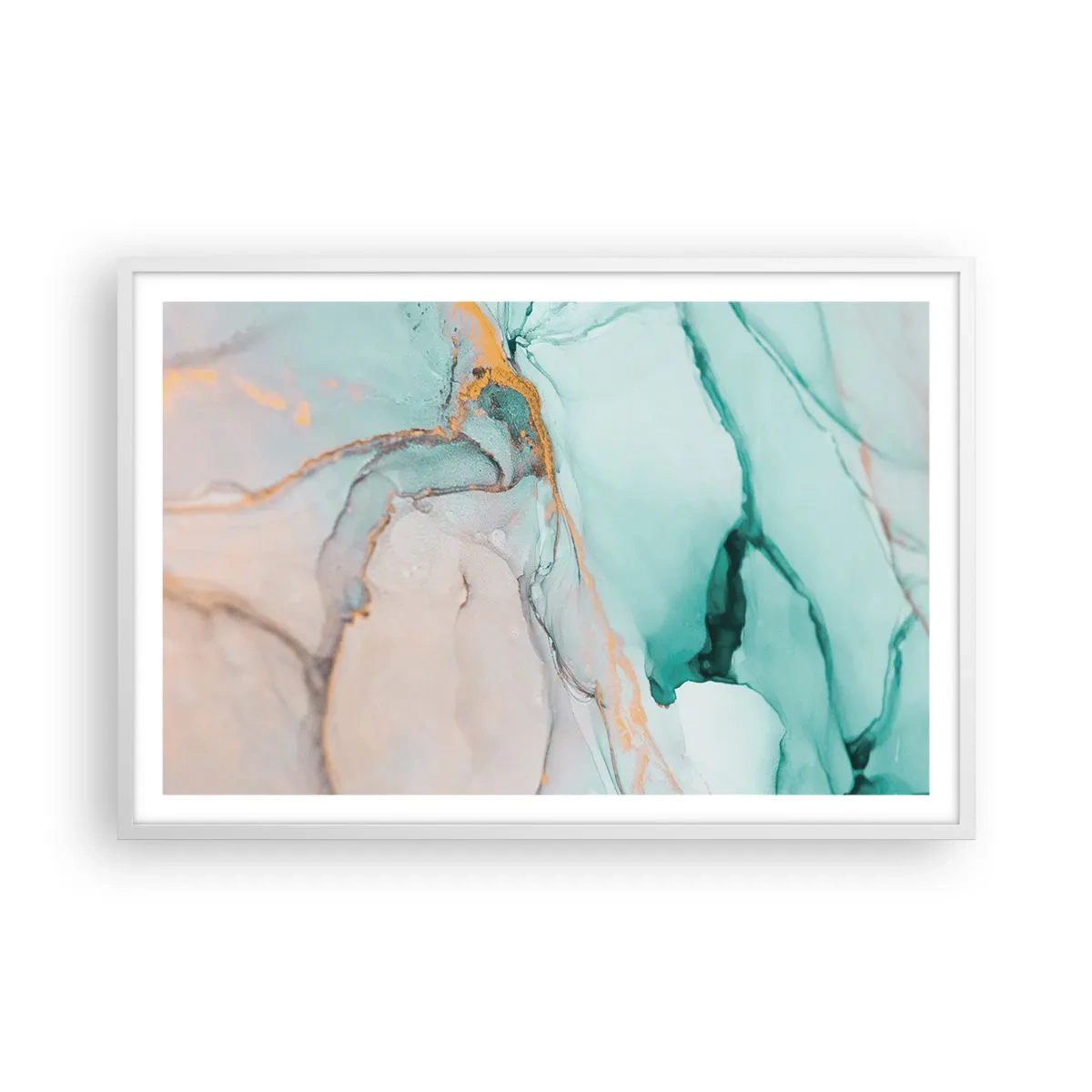 Plakat i hvid ramme - Dans af former og farver - 91x61 cm