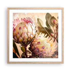 Plakat i ramme af lyst egetræ - Ømt omfavnet - 50x50 cm