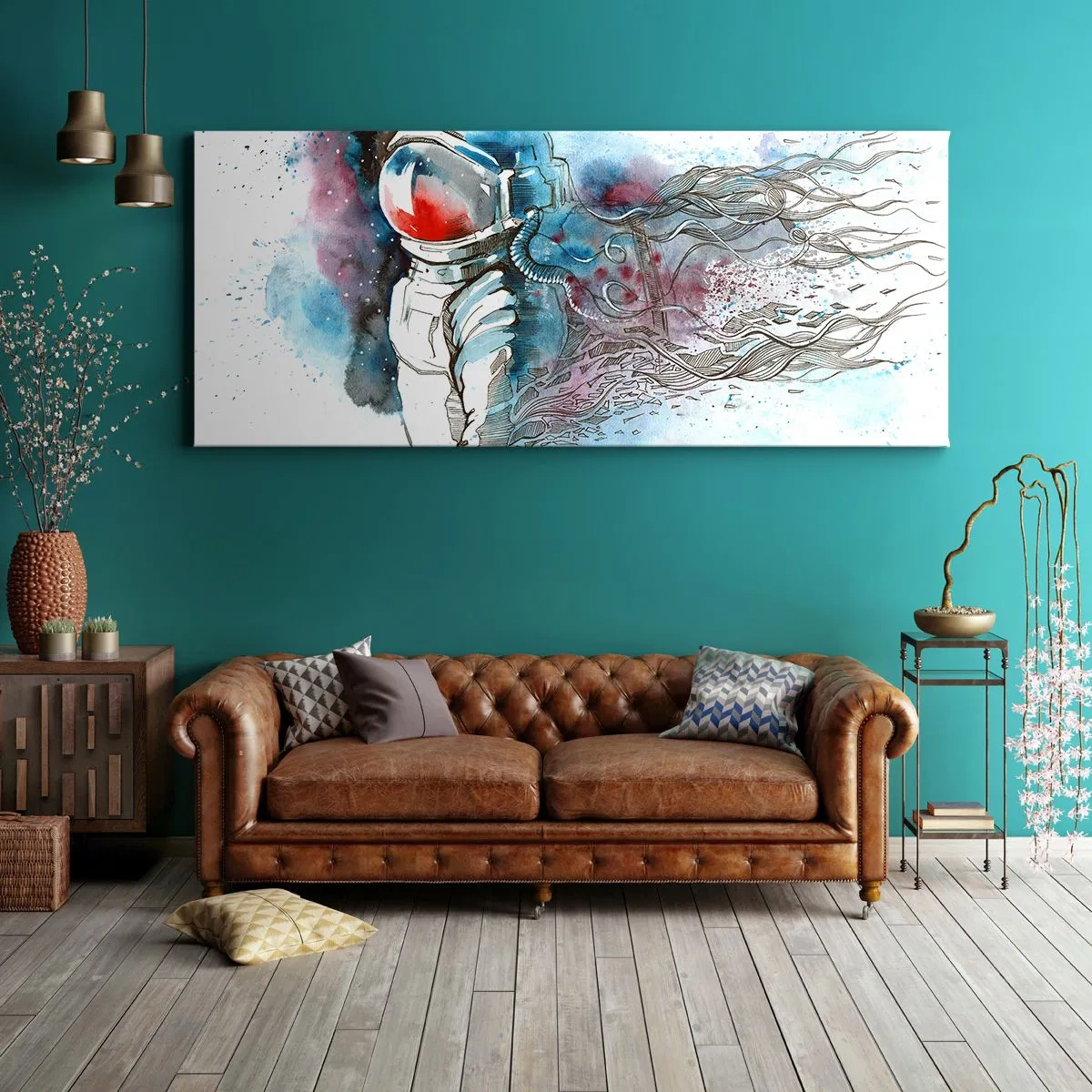 Lærredstryk - Billede på lærred - Alene med kosmos - 140x50 cm