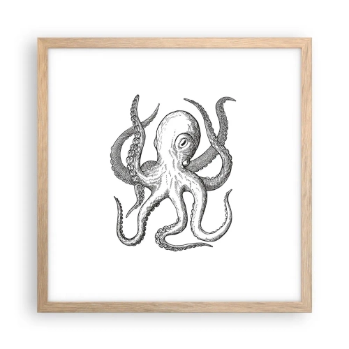 Plakat i ramme af lyst egetræ - Dans med bølger - 40x40 cm