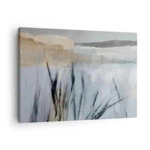Lærredstryk - Billede på lærred - Et malerisk vinterlandskab med marker og græsser - 70x50cm - Vintermarker - Moderne vægdekoration til stue og soveværelse ARTTOR