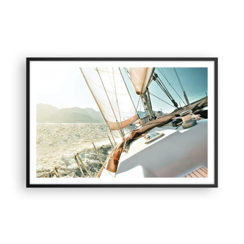 Plakat i sort ramme - Under fulde sejl - 91x61 cm