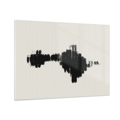 Billede på glas - Et minimalistisk mønster af sorte streger på en lys baggrund - 70x50cm - Fantasiens vibrationer - Moderne vægdekoration til stue og soveværelse ARTTOR