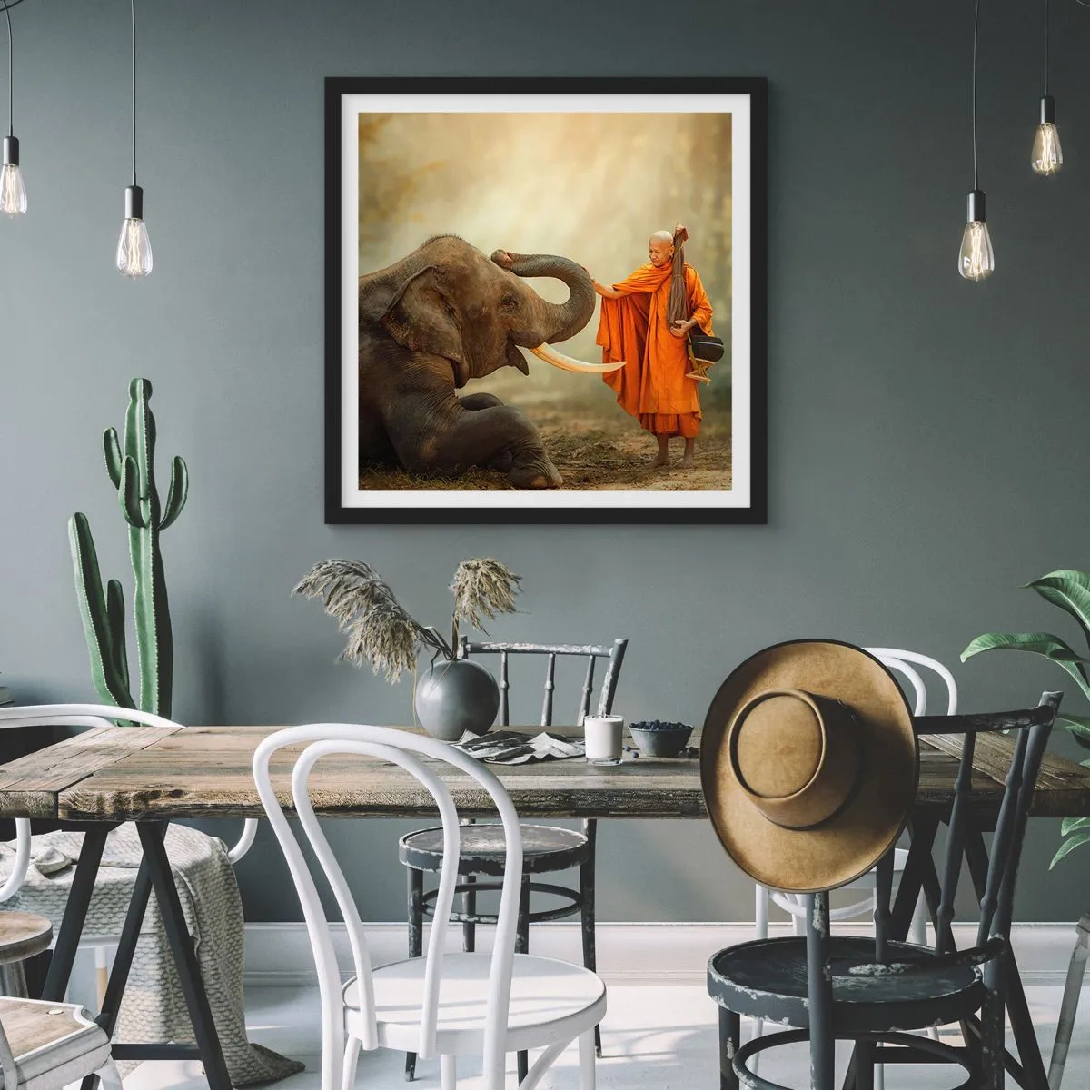 Plakat i sort ramme - Møde på ferien - 50x50 cm