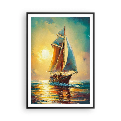 Plakat i sort ramme - Under fulde sejl - 70x100 cm