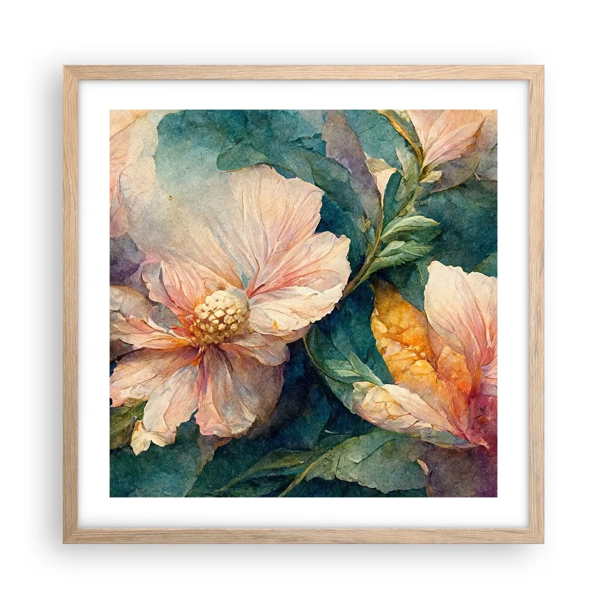 Plakat i ramme af lyst egetræ - Subtiliteten selv - 50x50 cm