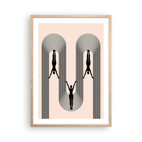 Plakat i ramme af lyst egetræ - På hovedet nedad - 50x70 cm