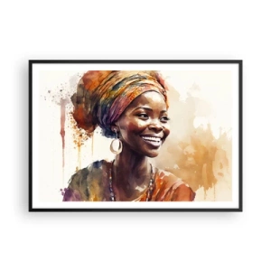 Plakat i sort ramme - Afrikansk dronning - 100x70 cm