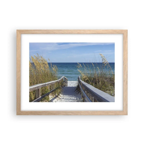 Plakat i ramme af lyst egetræ - I solen, i vinden - 40x30 cm