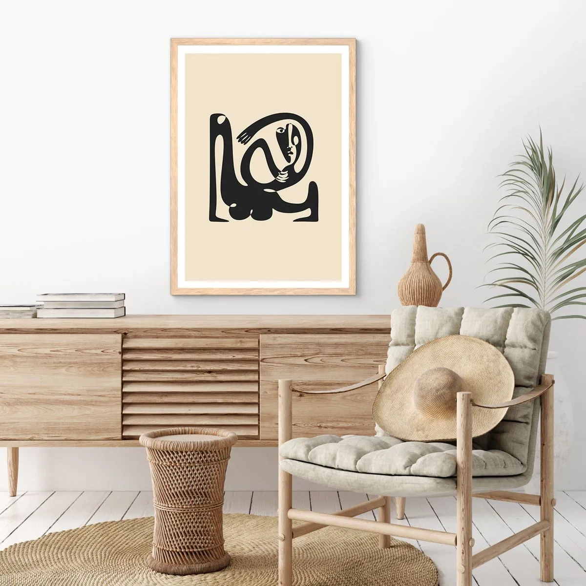 Plakat i ramme af lyst egetræ - Næsten Picasso - 50x70 cm