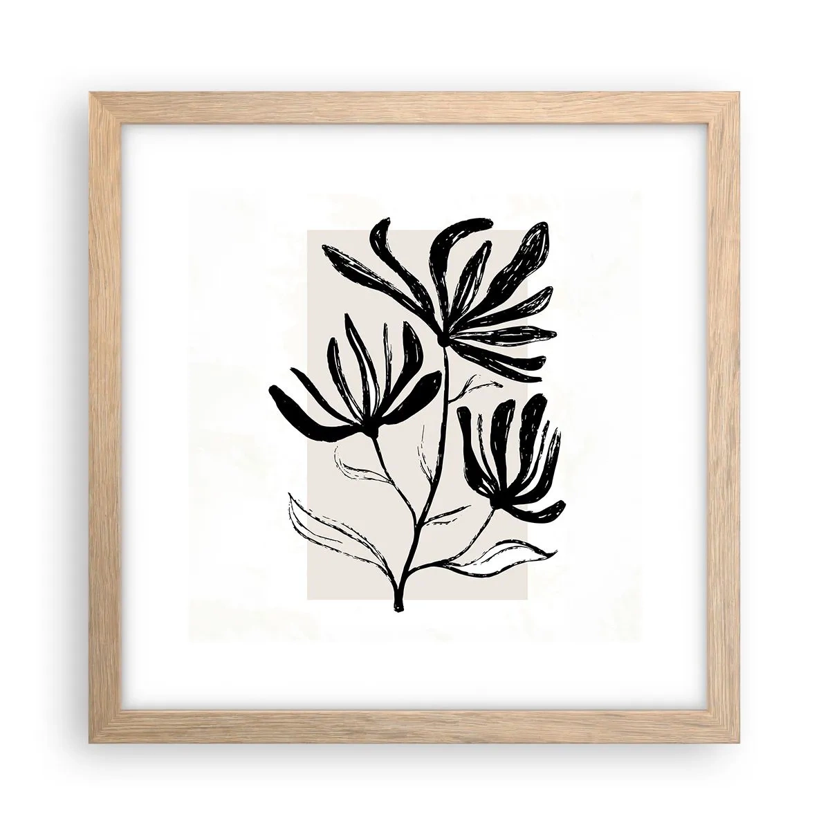 Plakat i ramme af lyst egetræ - Skitse til et herbarium - 30x30 cm