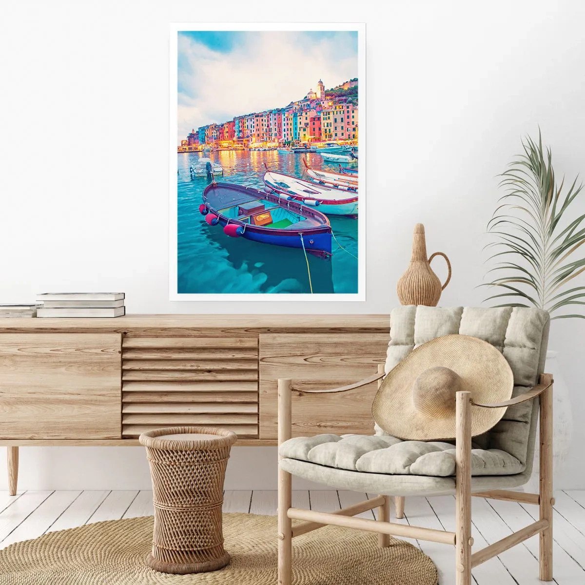Plakat - En farverig aften i havnen - 30x40 cm