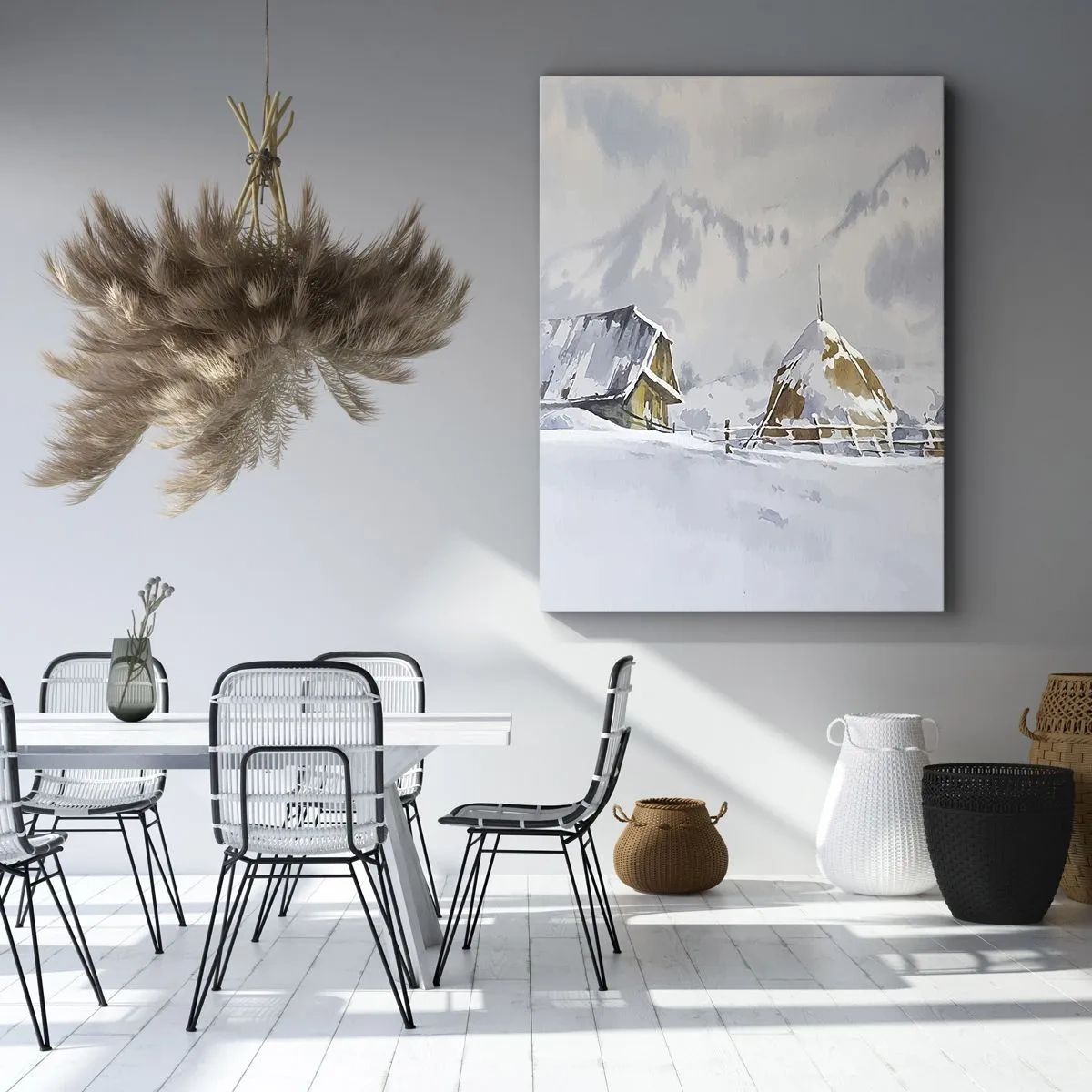Lærredstryk - Billede på lærred - I en sneklædt dal - 50x70 cm