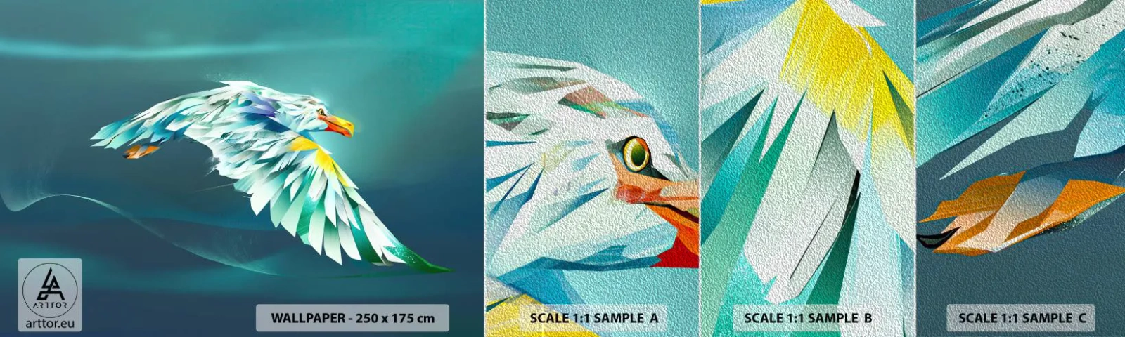 Prøve Fototapet Premium Sand - Den ørnelignende kraft i din flugt - Abstraktion, Ørn, Fugl - 100x30 cm