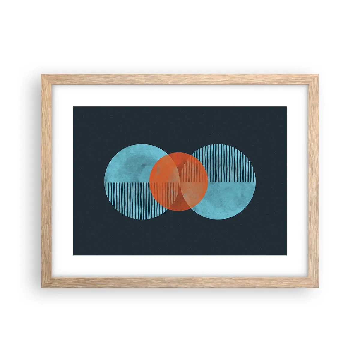 Plakat i ramme af lyst egetræ - Symmetrisk sammensætning - 40x30 cm