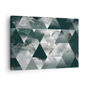 Lærredstryk - Billede på lærred - Geometrisk mønster med bølgemotiv i grønne nuancer - 70x50cm - Et krystalperspektiv - Moderne vægdekoration til stue og soveværelse ARTTOR