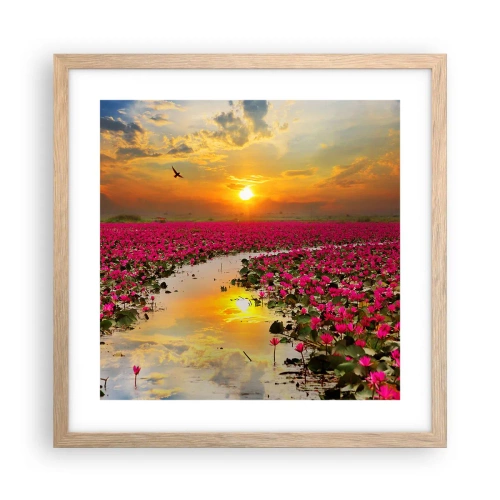 Plakat i ramme af lyst egetræ - Søens hemmelige liv - 40x40 cm