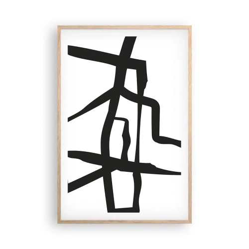 Plakat i ramme af lyst egetræ - Sort og hvid konstruktion - 61x91 cm
