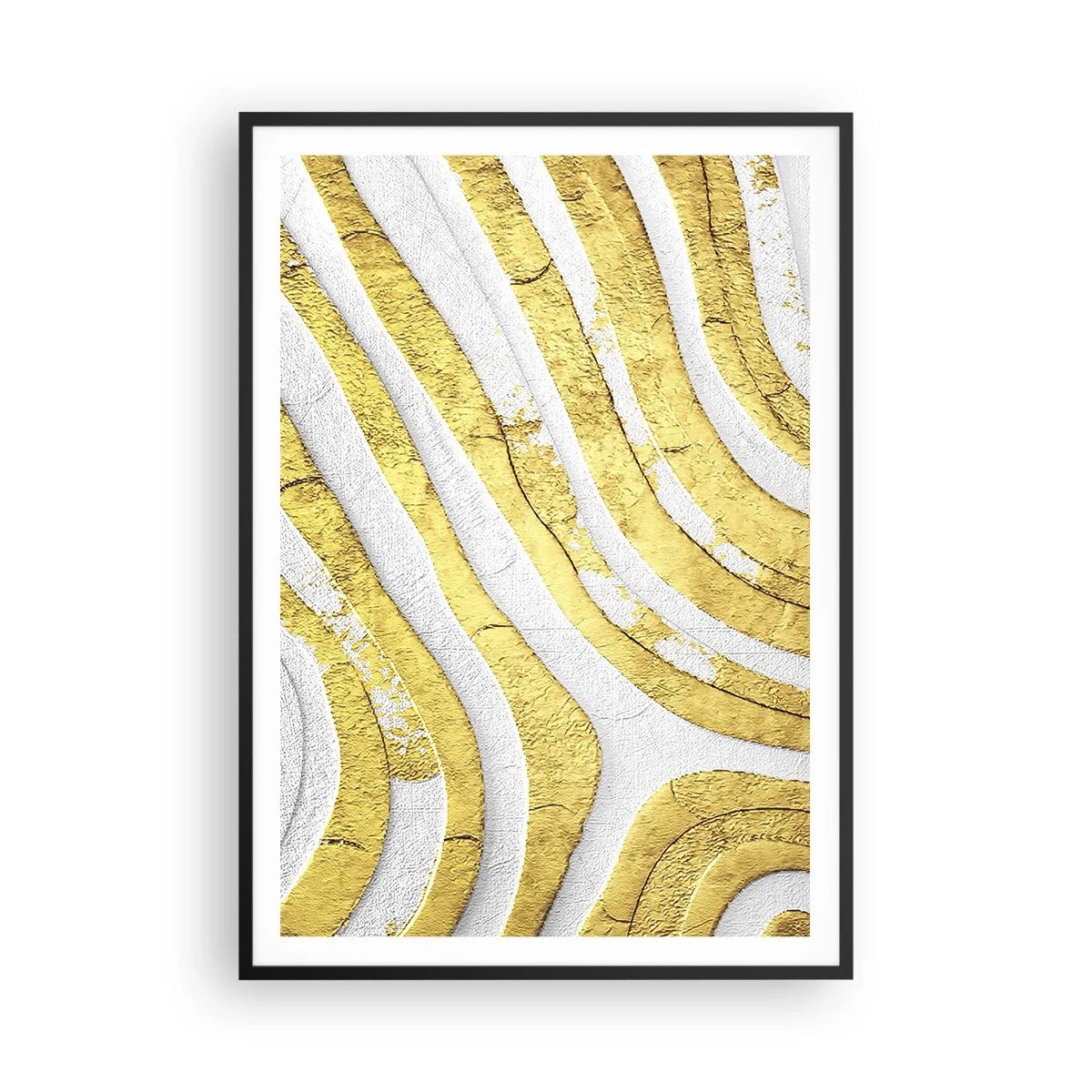 Plakat i sort ramme - Sammensætning i hvidt og guld - 70x100 cm