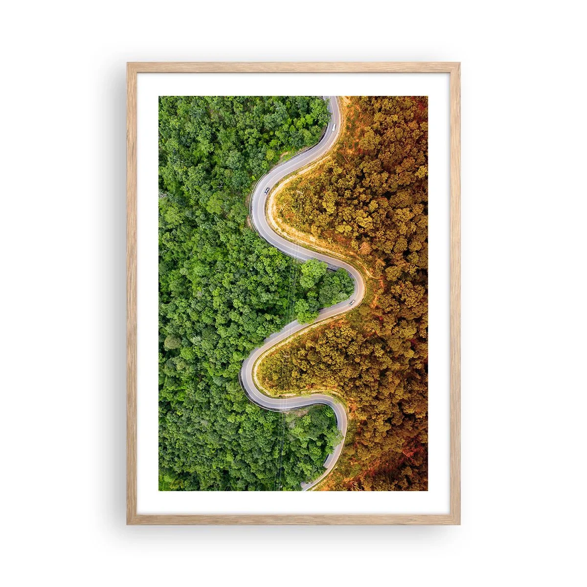 Plakat i ramme af lyst egetræ - Grænser og gennembrud - 50x70 cm