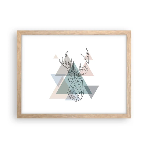 Plakat i ramme af lyst egetræ - I en geometrisk skov - 40x30 cm