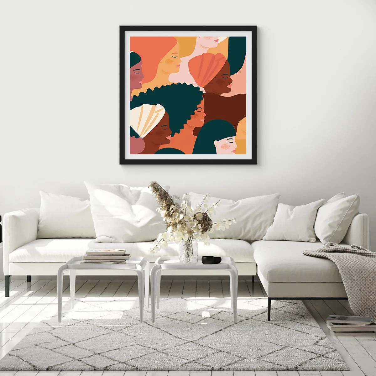 Plakat i sort ramme - Kun kvindelighed - 30x30 cm