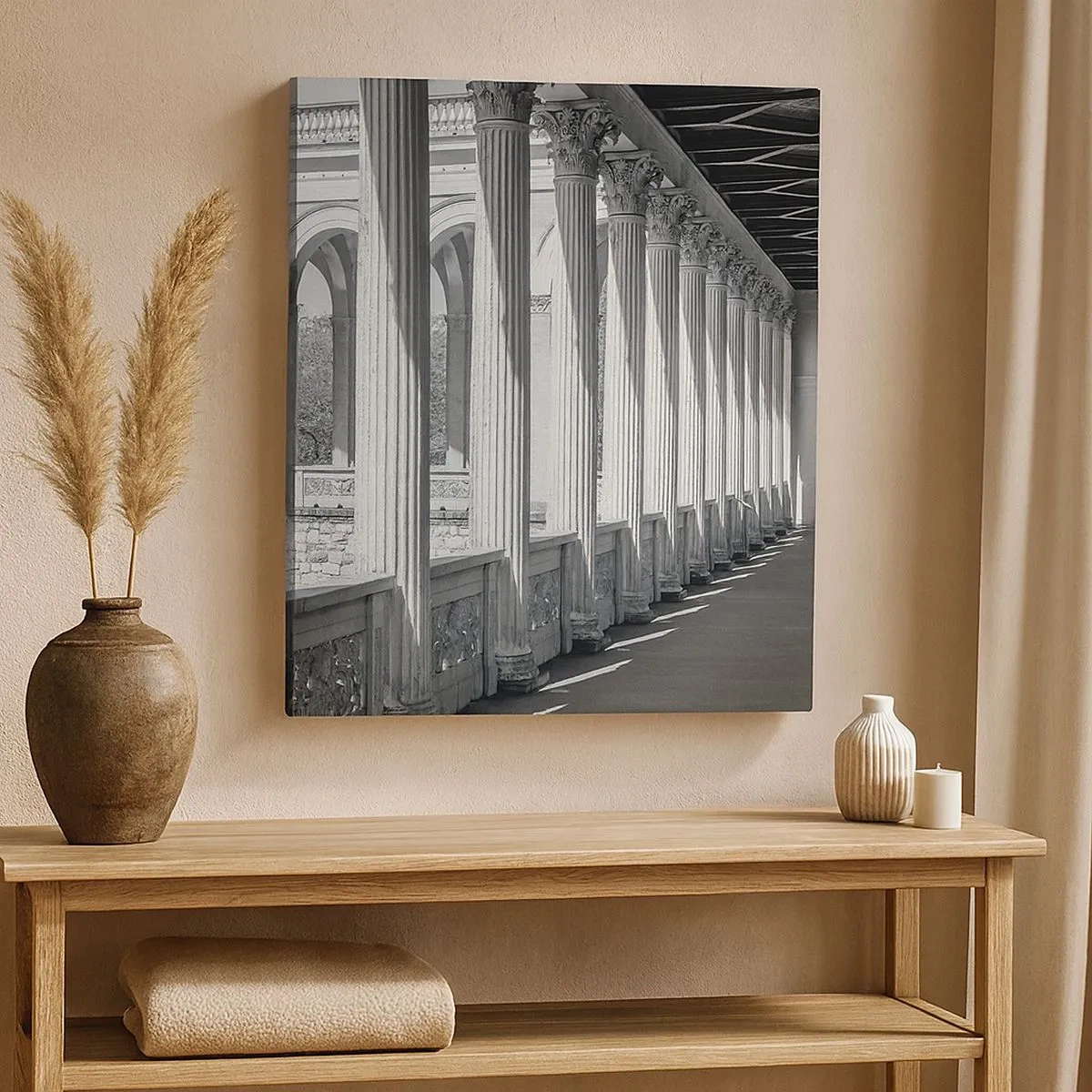 Lærredstryk - Billede på lærred - Solrig arkade - 30x30 cm