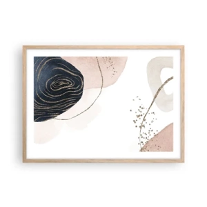 Plakat i ramme af lyst egetræ - Alt flyder - 70x50 cm