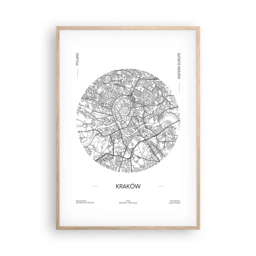 Plakat i ramme af lyst egetræ - Krakows anatomi - 70x100 cm