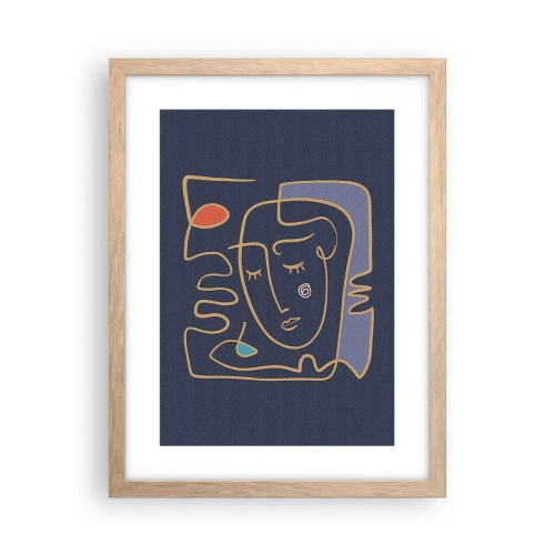 Plakat i ramme af lyst egetræ - I drømmerier - 30x40 cm