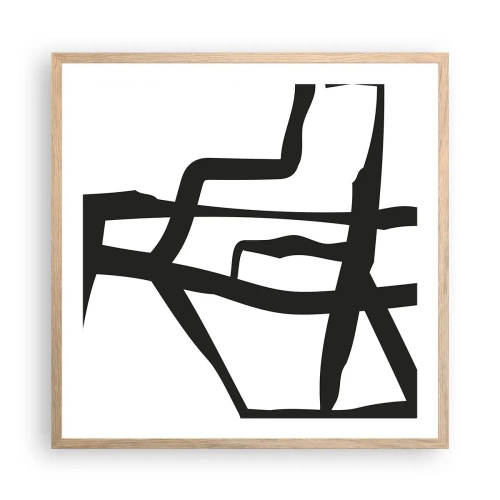Plakat i ramme af lyst egetræ - Sort og hvid konstruktion - 60x60 cm