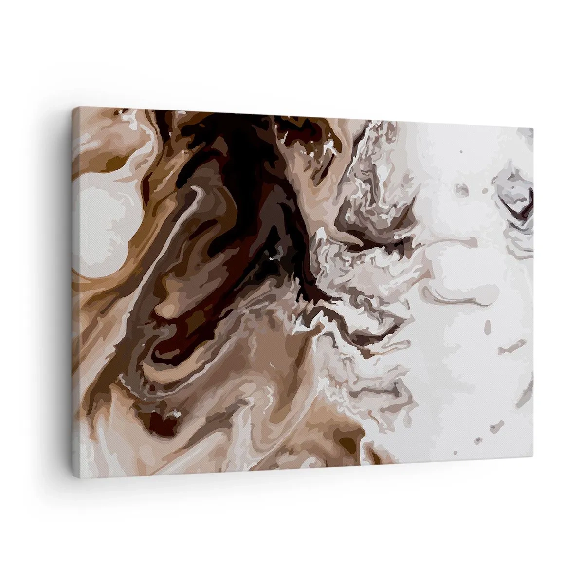 Lærredstryk - Billede på lærred - Abstraktion i brune nuancer med dynamiske linjer - 70x50cm - Farvekontrast - Moderne vægdekoration til stue og soveværelse ARTTOR