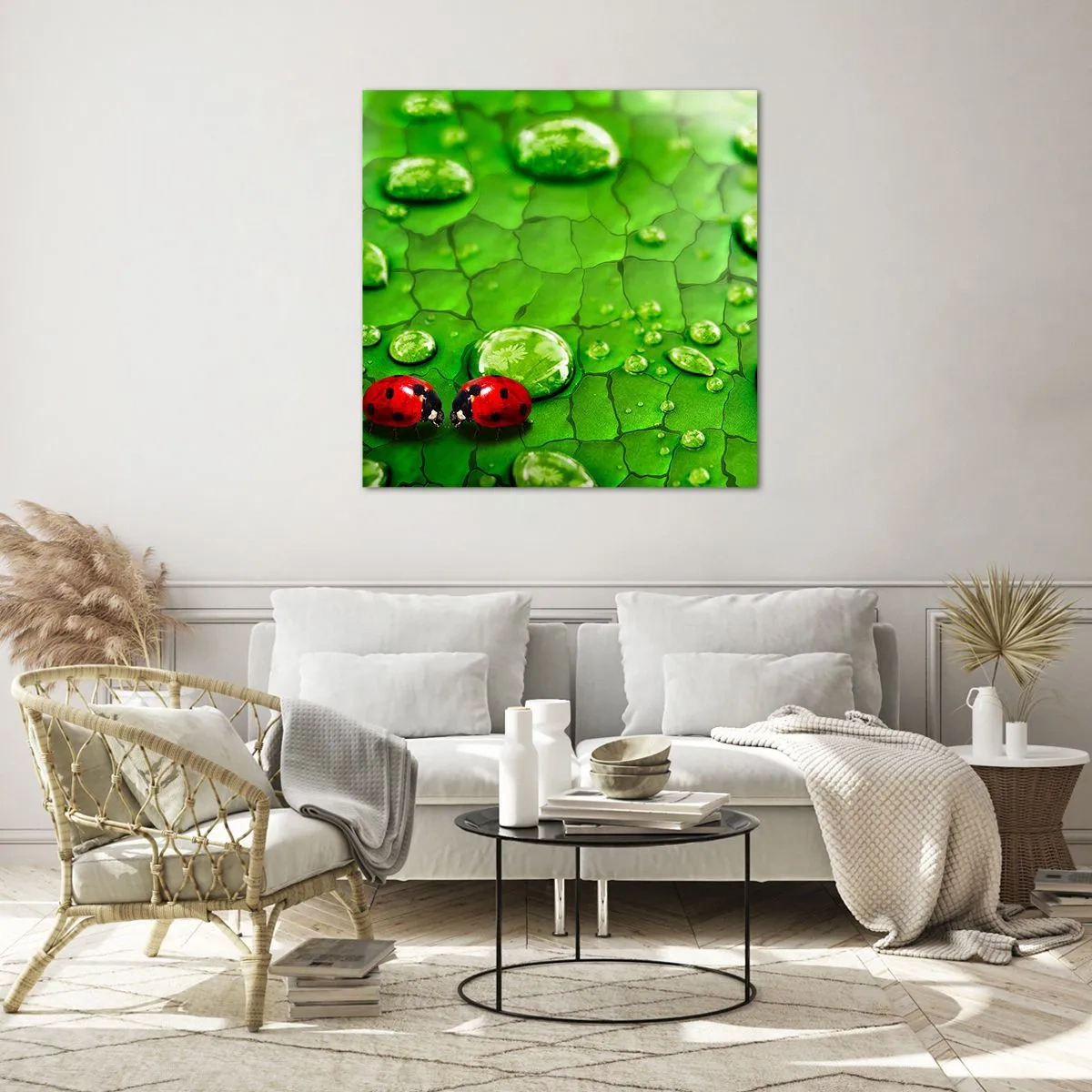 Billede på glas - Møde i det grønne - 50x50 cm