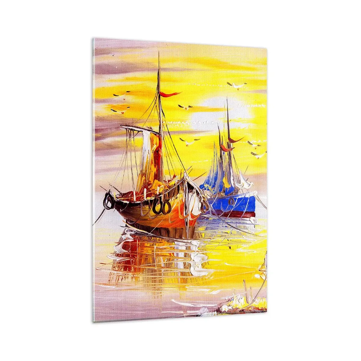 Billede på glas - Et velfortjent hvil i havnen - 80x120 cm