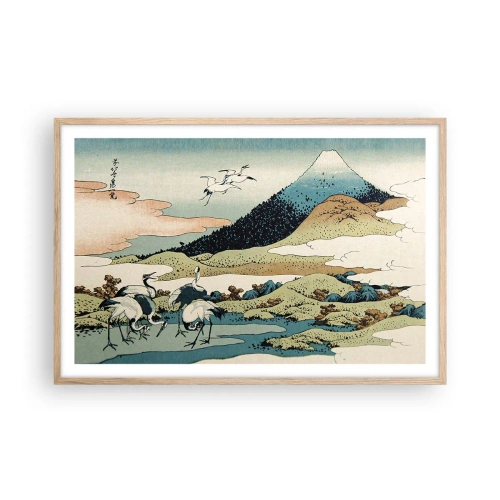 Plakat i ramme af lyst egetræ - I japansk ånd - 91x61 cm