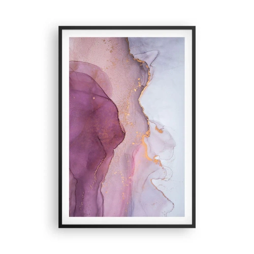 Plakat i sort ramme - Lilla og violette bølger - 61x91 cm