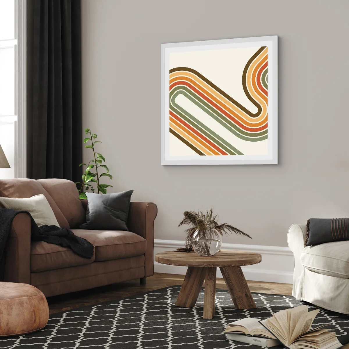 Plakat i hvid ramme - Zigzag til destinationen - 50x50 cm