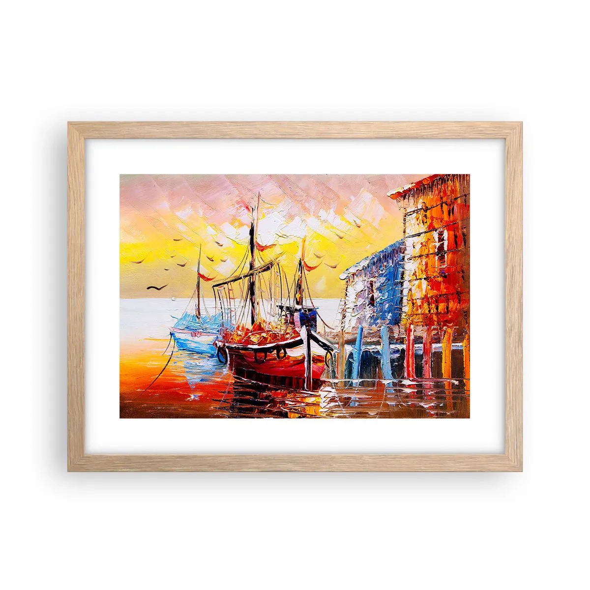 Plakat i ramme af lyst egetræ - Glædelig tilbagevenden - 40x30 cm