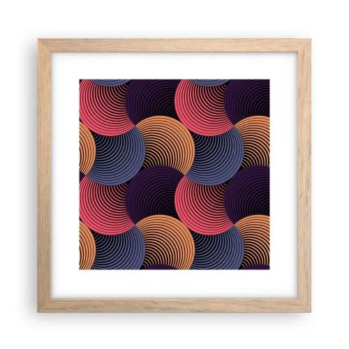 Plakat i ramme af lyst egetræ - I en cirkulær rytme - 30x30 cm