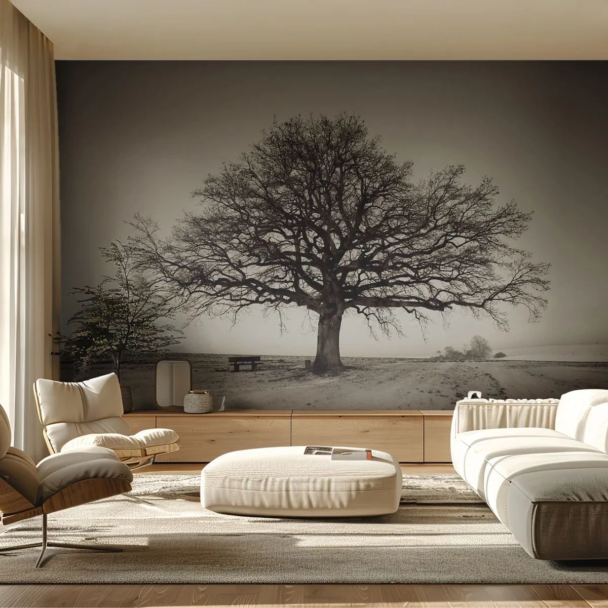 Fototapet Premium Sand - Herfra og til evigheden - Landskab, Træ, Natur - 100x70 cm