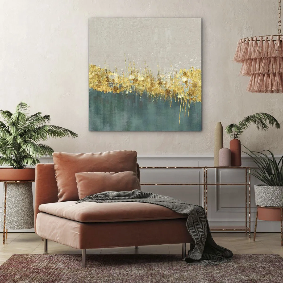 Lærredstryk - Billede på lærred - Den gyldne grænse - 50x50 cm