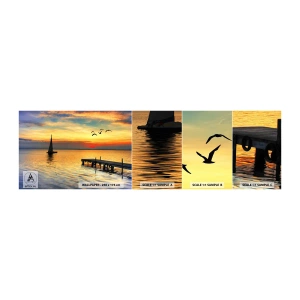 Prøve Fototapet Selvklæbende Deluxe Sticker - Returnering om aftenen - Landskab, Sejlbåd, Solnedgang - 100x30 cm