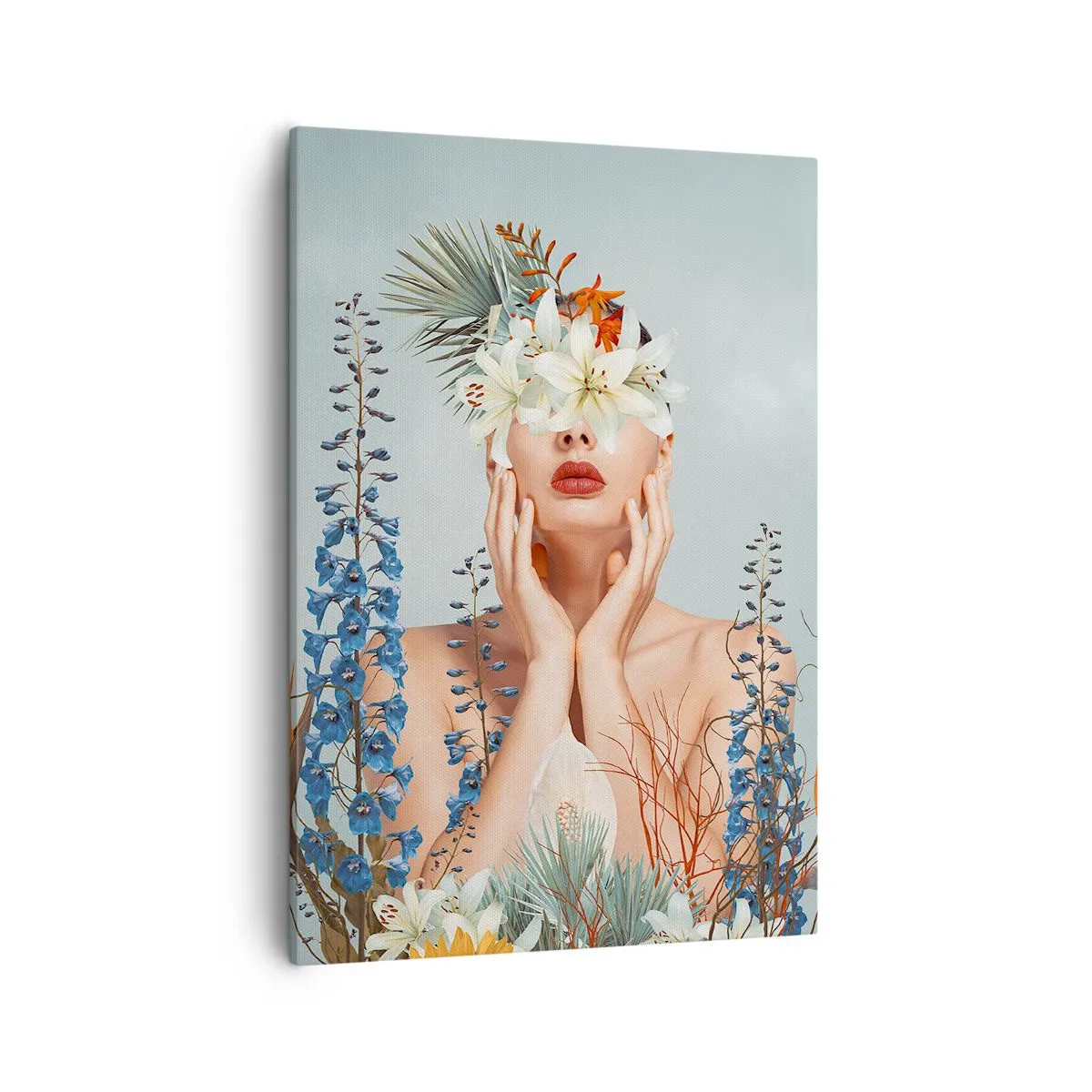 Lærredstryk - Billede på lærred - Kvinde blomst - 50x70 cm