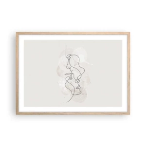 Plakat i ramme af lyst egetræ - Omfavnet i en omfavnelse - 70x50 cm