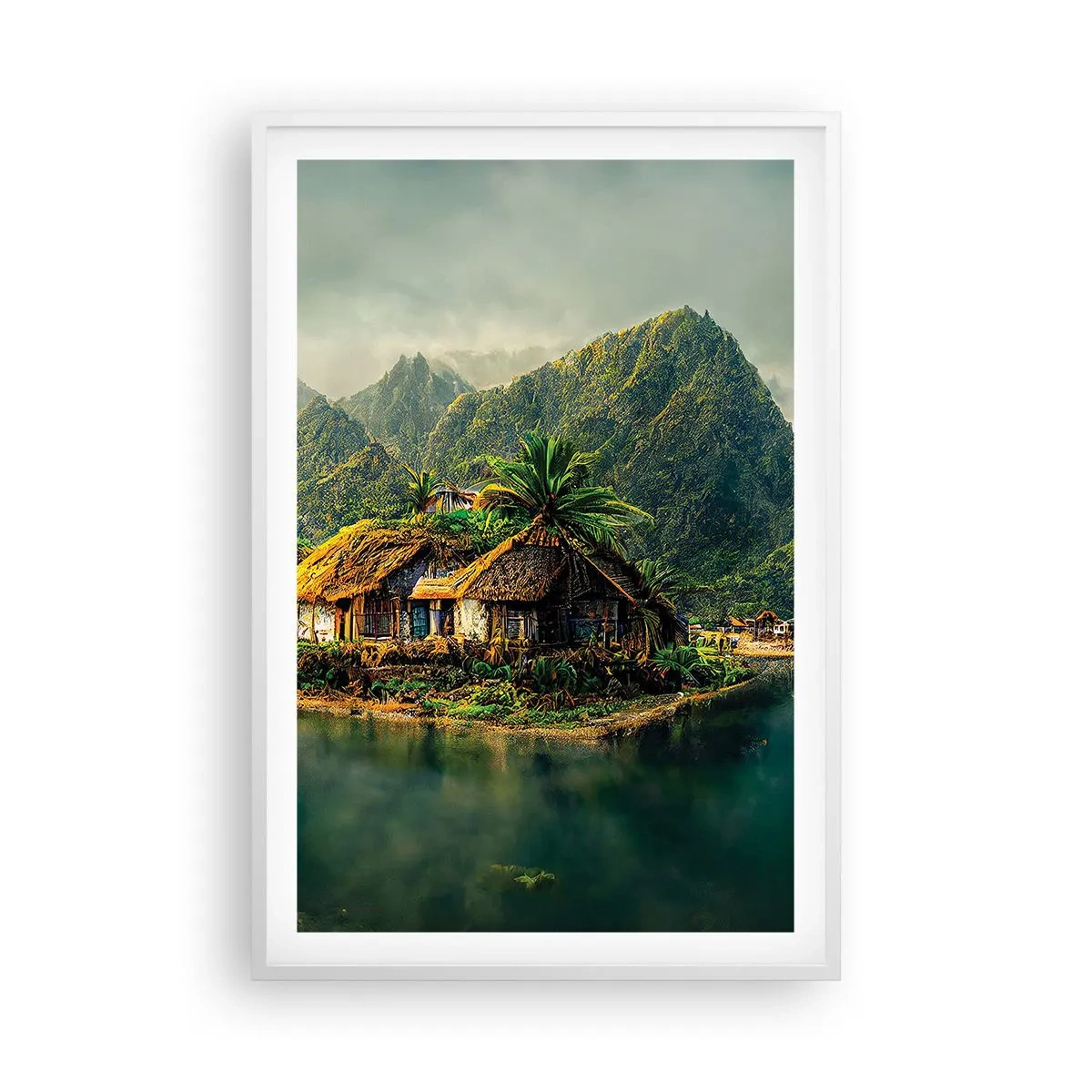 Plakat i hvid ramme - Tropisk paradis - 61x91 cm