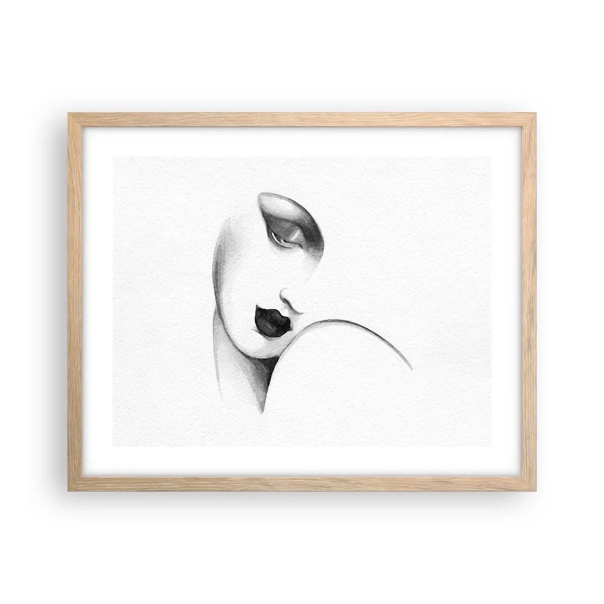 Plakat i ramme af lyst egetræ - I Lempickas stil - 50x40 cm